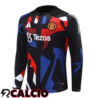 Felpa Allenamento Manchester United Nero Rosso 2024/2025  Felpa Allenamento Manchester United Nero Rosso 2024/2025