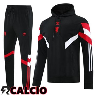 Tuta Calcio - Felpa Con Cappuccio Manchester United Nero 2024/2025