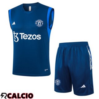 Canotta Allenamento Manchester United + Pantaloncini Blu Reale 2024/2025