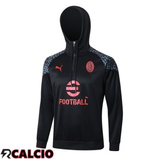 Felpa Con Cappuccio AC Milan Nero 2024/2025  Felpa Con Cappuccio AC Milan Nero 2024/2025