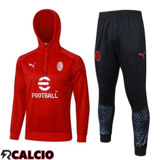 Tuta Calcio - Felpa Con Cappuccio AC Milan Rosso 2024/2025