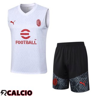 Canotta Allenamento AC Milan + Pantaloncini Bianco 2024/2025