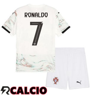 Seconda Maglia Portogallo (RONALDO 7) Bambino Bianco 2025/2026  Seconda Maglia Portogallo (RONALDO 7) Bambino Bianco 2025/2026