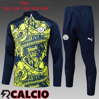 Insieme Tuta Calcio Manchester City Bambino Verde Blu Reale 2025/2026  Insieme Tuta Calcio Manchester City Bambino Verde Blu Reale 2025/2026