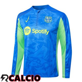 Felpa Allenamento FC Barcellona Blu Verde 2024/2025  Felpa Allenamento FC Barcellona Blu Verde 2024/2025