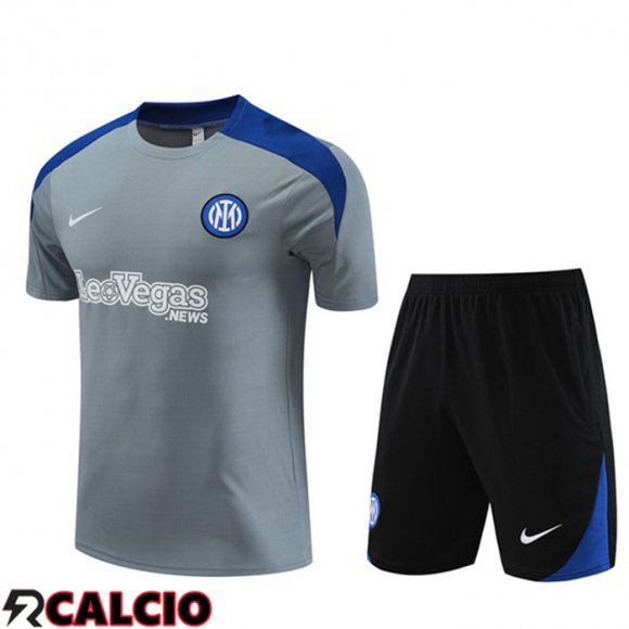 Insieme T Shirt Allenamento Inter Milan + Pantaloncini Grigio 2024/2025