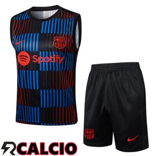 Canotta Allenamento FC Barcellona + Pantaloncini Blu Rosso Nero 2024/2025