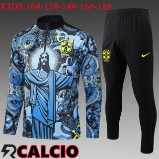 Insieme Tuta Calcio Brasile Bambino Blu 2025/2026  Insieme Tuta Calcio Brasile Bambino Blu 2025/2026