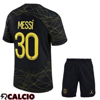 Quarto Maglia Paris PSG (MESSI 30) Bambino Nero 2022/2023