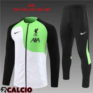 Insieme Tuta Calcio - Giacca FC Liverpool Bambino Bianco Verde 2023/2024  Insieme Tuta Calcio - Giacca FC Liverpool Bambino Bianco Verde 2023/2024