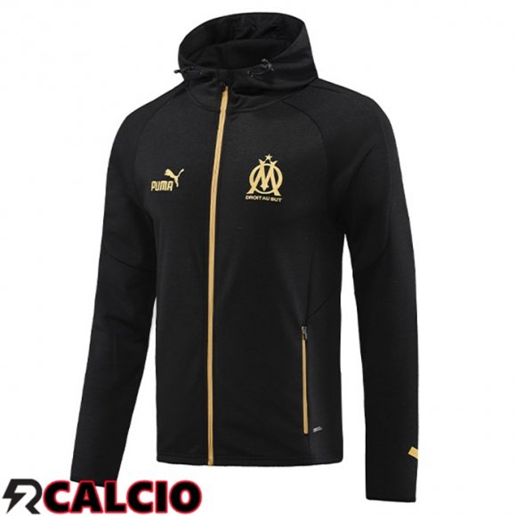 Giacca Con Cappuccio Marsiglia OM Nero 2023/2024  Giacca Con Cappuccio Marsiglia OM Nero 2023/2024