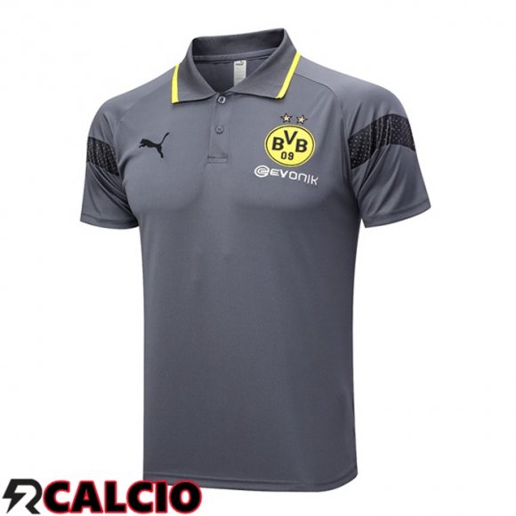 Maglia Polo Dortmund BVB Grigio 2023/2024  Maglia Polo Dortmund BVB Grigio 2023/2024