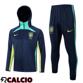 Insieme Giacca Con Cappuccio Tuta Brasile Blu Reale 2023/2024  Insieme Giacca Con Cappuccio Tuta Brasile Blu Reale 2023/2024