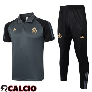 Kit Maglia Polo Real Madrid + Pantaloni Grigio 2024/2025  Kit Maglia Polo Real Madrid + Pantaloni Grigio 2024/2025