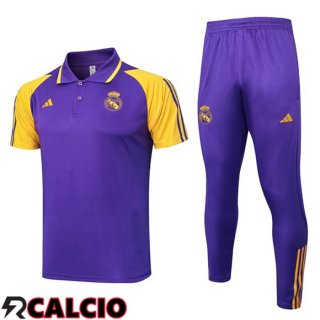 Kit Maglia Polo Real Madrid + Pantaloni Viola 2024/2025  Kit Maglia Polo Real Madrid + Pantaloni Viola 2024/2025