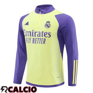 Felpa Allenamento Real Madrid Giallo Viola 2024/2025  Felpa Allenamento Real Madrid Giallo Viola 2024/2025