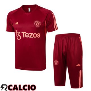 Kit T Shirt Allenamento Manchester United + Pantaloncini Rosso 2024/2025