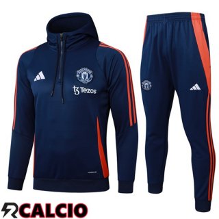 Tuta Calcio - Felpa Con Cappuccio Manchester United Blu Reale 2025/2026
