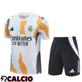 Insieme T Shirt Allenamento Real Madrid + Pantaloncini Bianco Giallo 2025/2026