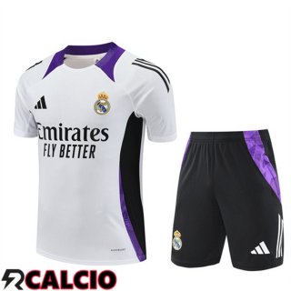 Insieme T Shirt Allenamento Real Madrid + Pantaloncini Bianco 2025/2026