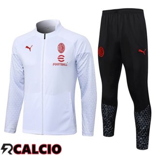 Insieme Tuta Calcio - Giacca AC Milan Bianco 2023/2024  Insieme Tuta Calcio - Giacca AC Milan Bianco 2023/2024