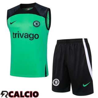 Canotta Allenamento FC Chelsea + Pantaloncini Verde 2024/2025  Canotta Allenamento FC Chelsea + Pantaloncini Verde 2024/2025