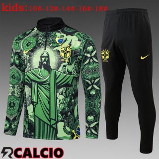 Insieme Tuta Calcio Brasile Bambino Verde 2025/2026  Insieme Tuta Calcio Brasile Bambino Verde 2025/2026