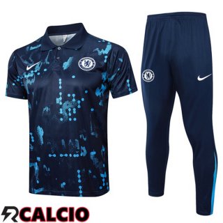Insieme Polo FC Chelsea + Pantaloni Blu Reale 2025/2026  Insieme Polo FC Chelsea + Pantaloni Blu Reale 2025/2026