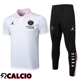 Insieme Polo Jordan Paris PSG + Pantaloni Bianco 2025/2026  Insieme Polo Jordan Paris PSG + Pantaloni Bianco 2025/2026