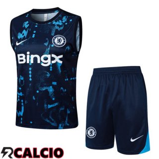 Canotta Allenamento FC Chelsea + Pantaloncini Blu Reale 2025/2026  Canotta Allenamento FC Chelsea + Pantaloncini Blu Reale 2025/2026
