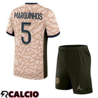 Maglie Calcio Paris PSG (Marquinhos 5) Bambino Quarto Rosa 2023/2024