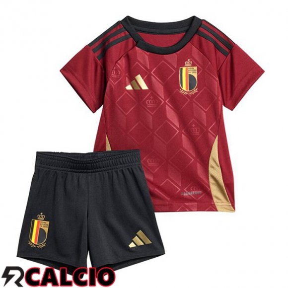 Maglia Belgio Bambino Prima Rosso UEFA Euro 2024