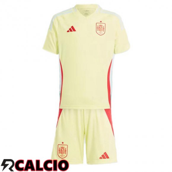 Maglia Spagna Bambino Seconda Giallo UEFA Euro 2024