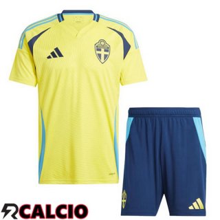 Maglia Svezia Bambino Prima Giallo UEFA Euro 2024