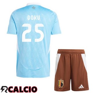 Maglia Belgio (DOKU 25) Bambino Seconda Blu UEFA Euro 2024