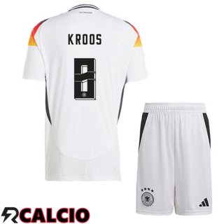 Maglia Germania (KROOS 8) Bambino Prima Bianco UEFA Euro 2024  Maglia Germania (KROOS 8) Bambino Prima Bianco UEFA Euro 2024