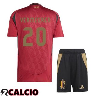 Maglia Belgio (VERMEEREN 20) Bambino Prima Rosso UEFA Euro 2024