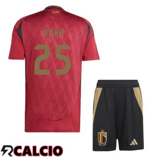 Maglia Belgio (DOKU 25) Bambino Prima Rosso UEFA Euro 2024