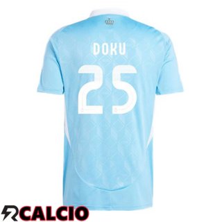 Maglia Belgio (DOKU 25) Seconda Blu UEFA Euro 2024