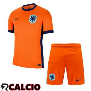 Maglie Calcio Paesi Bassi Bambino Prima Arancia UEFA Euro 2024