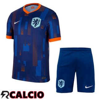 Maglie Calcio Paesi Bassi Bambino Seconda Blu Reale UEFA Euro 2024