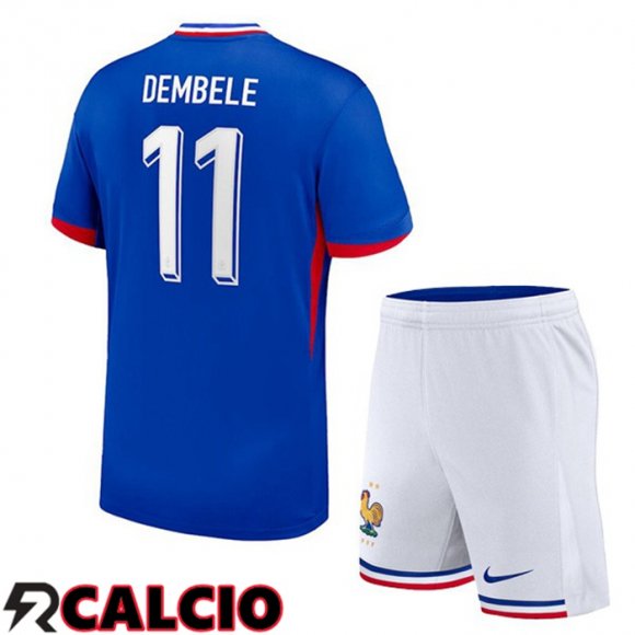 Maglia Francia (DEMBELE 11) Bambino Prima Blu UEFA Euro 2024