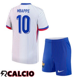 Maglia Francia (MBAPPE 10) Bambino Seconda Bianco UEFA Euro 2024