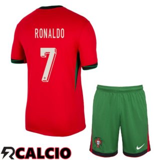 Maglia Portogallo (RONALDO 7) Bambino Prima Rosso 2024/2025  Maglia Portogallo (RONALDO 7) Bambino Prima Rosso 2024/2025