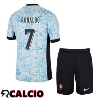 Maglia Portogallo (RONALDO 7) Bambino Seconda Blu Bianco 2024/2025  Maglia Portogallo (RONALDO 7) Bambino Seconda Blu Bianco 2024/2025