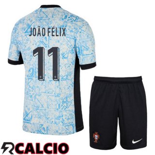 Maglia Portogallo (JOÃO FÉLIX 11) Bambino Seconda Blu Bianco 2024/2025  Maglia Portogallo (JOÃO FÉLIX 11) Bambino Seconda Blu Bianco 2024/2025