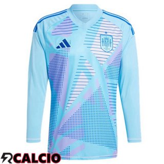Maglie Calcio Spagna Portiere Manica Lunga Blu UEFA Euro 2024