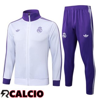 Insieme Tuta Calcio - Giacca Real Madrid Viola Bianco 2025/2026