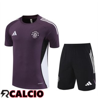 Insieme T Shirt Allenamento Manchester United + Pantaloncini Viola 2025/2026