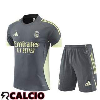 Insieme T Shirt Allenamento Real Madrid + Pantaloncini Grigio 2025/2026
